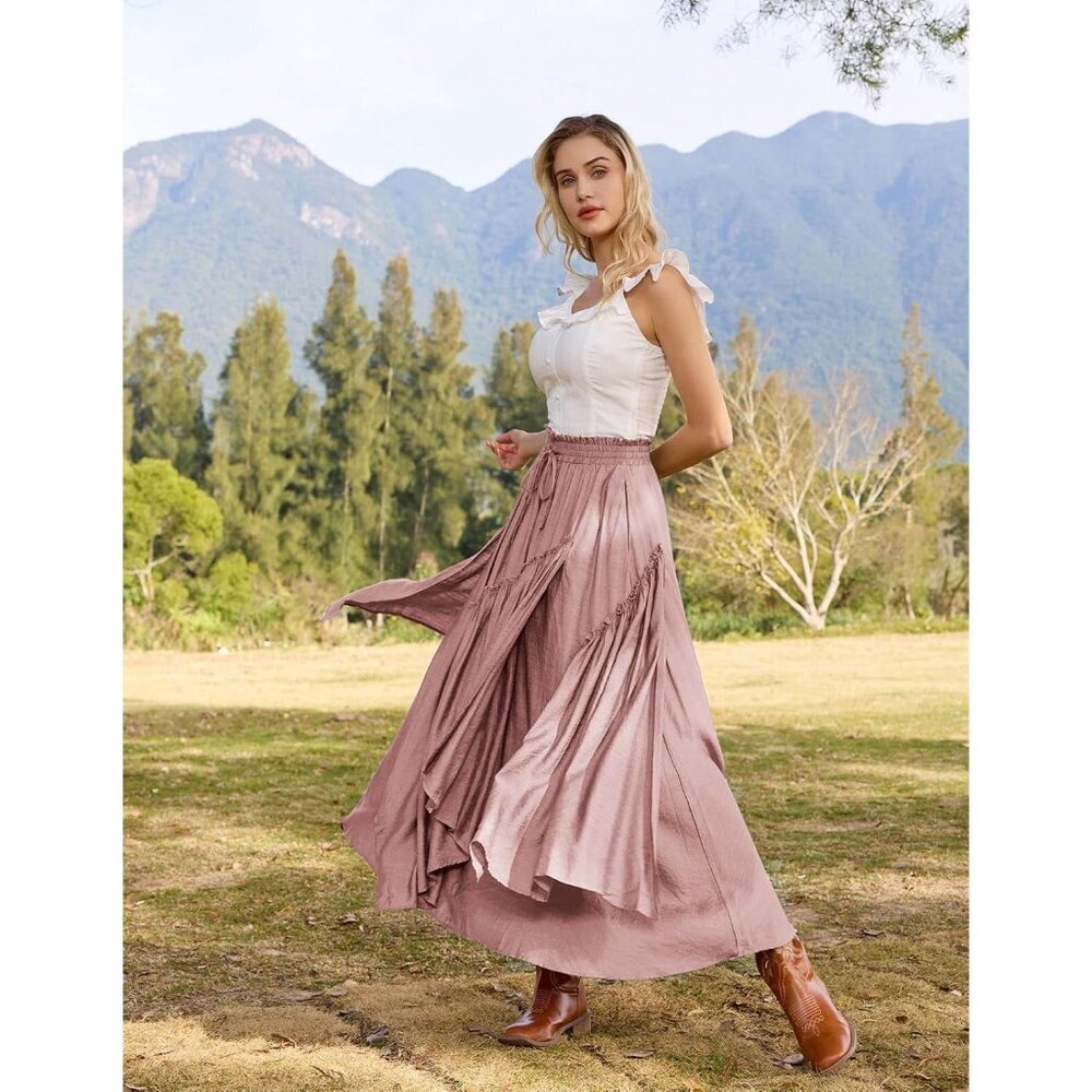 Long Skirt Women Plus Size Crepe Layered Maxi with Pockets Casual Wear - Picture 9 of 9